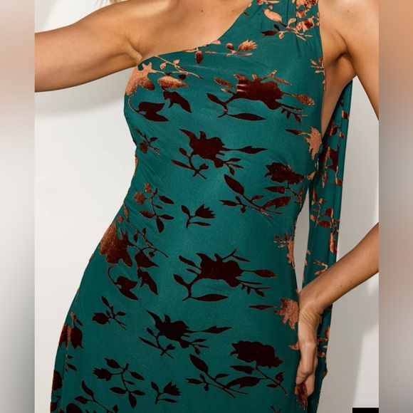 Floral Teal Mini Dress - Picture 3 of 7